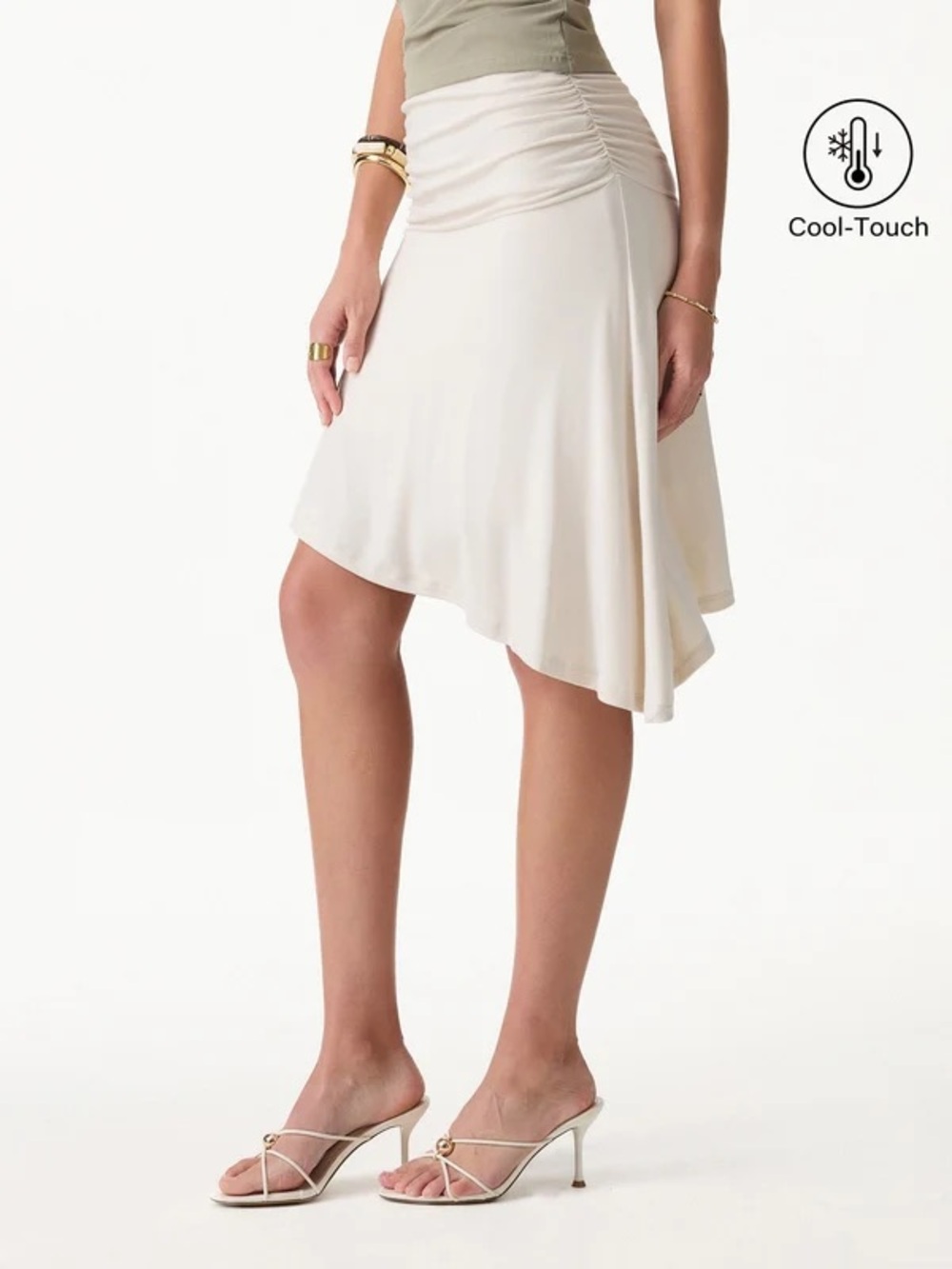 OGL CoolTouch Asymmetrical Ruched Skirt - Fog